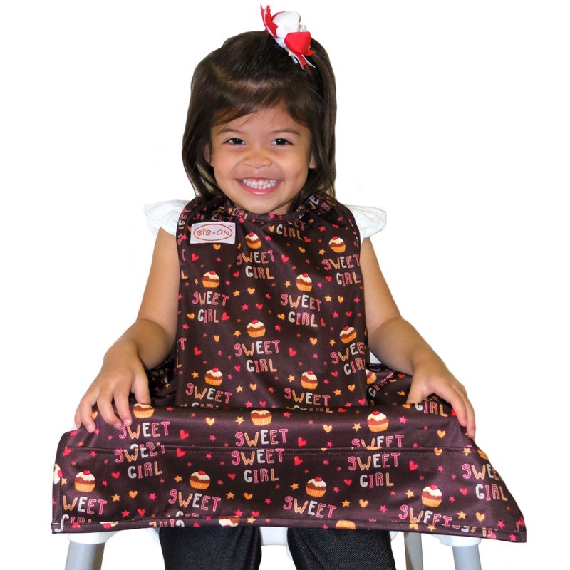 BIB-ON, Full-Coverage Bib and Apron Combination for Infant, Baby, Toddler Ages 0-4. (Cupcakes) - Image 2